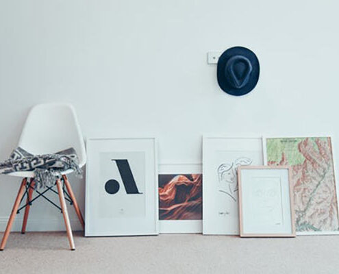 chair and pictures - living in a small place