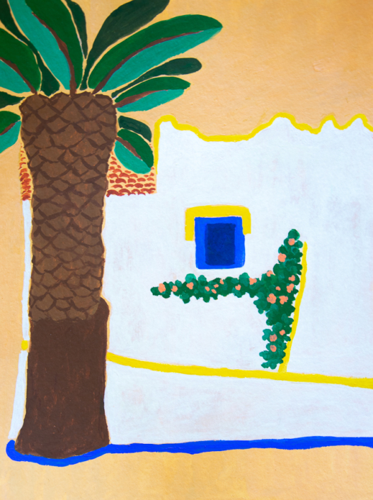 painting of a typical Portugues house with palm tree - designsoup by alix