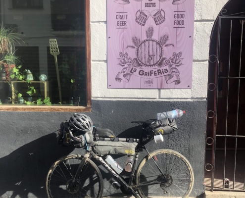 bike in front of a shop