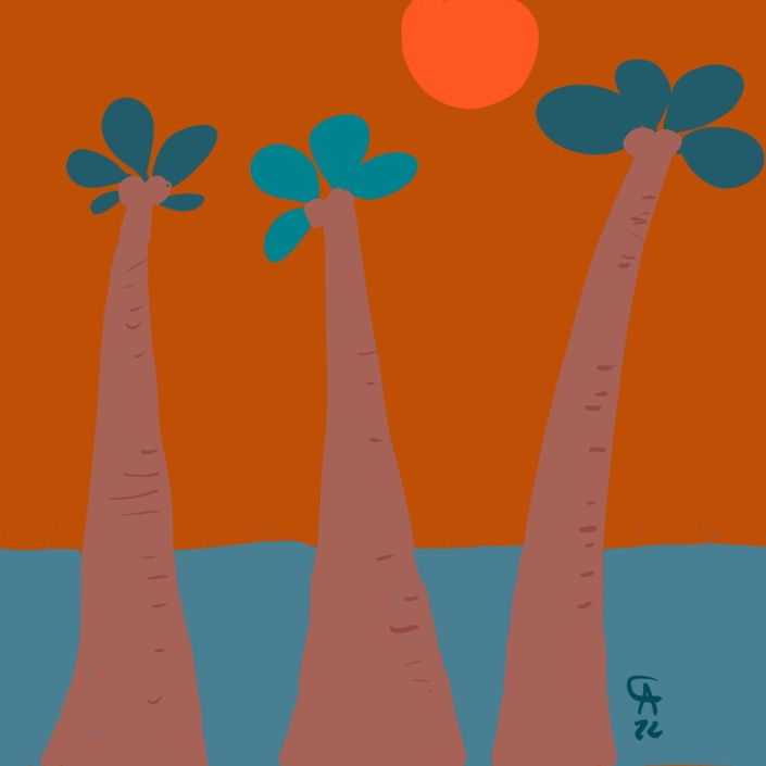 palm trees, ocean, sun - designsoup by alix