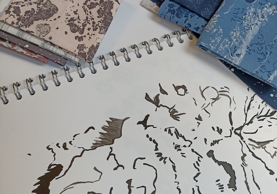 sketches - fabric swatches - meet the maker