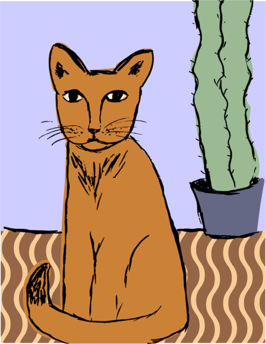 orange cat still life with cactus - designsoup by alix