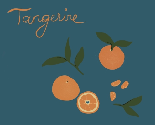 Tangerines and shown in writing