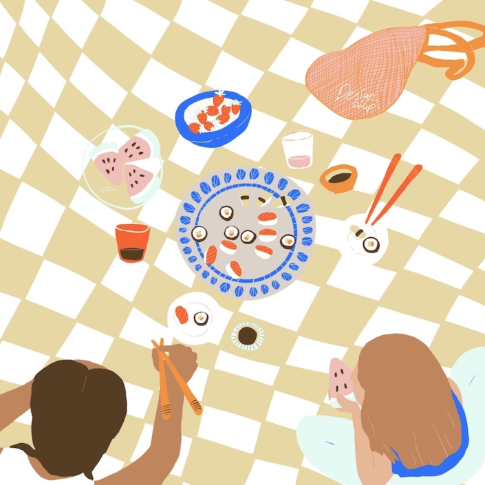 Picnic with sushi, two people_designsoup by alix